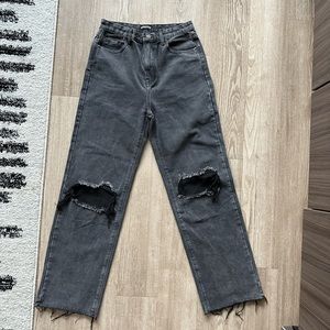 Grey Denim Jeans Baggy Fit Distressed Boyfriend Momokrom